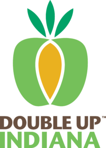 Double Up Indiana logo; green apple with gold center