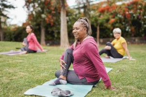 Woman doing yoga outside